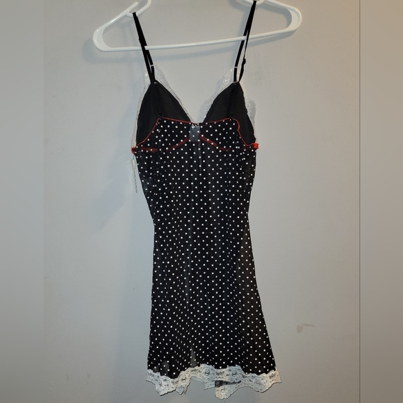 🆕️ Black White Red Sheer Lacy Polkadot Chemise Nightie Adj Straps Ladies Small - Picture 8 of 8
